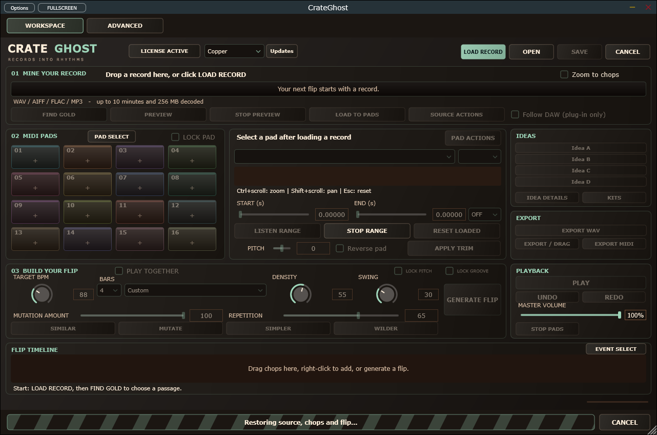 CrateGhost 1.5.3 standalone interface on Windows.